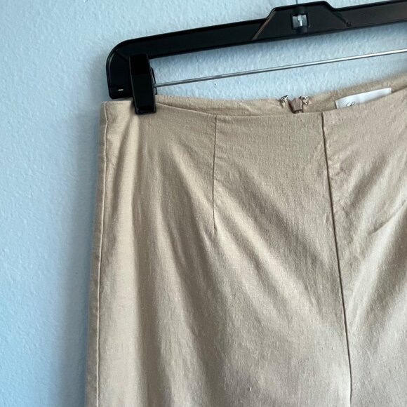 Lovers and Friends High Waisted Linen Blend Cropped Pants Lined Khaki Medium - Picture 3 of 12